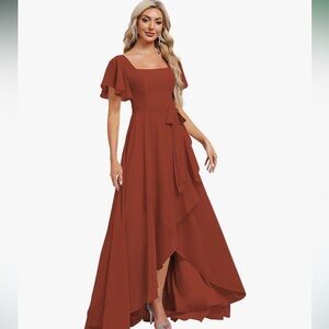 Monvelli Asymmetrical Chiffon Flutter Sleeve dress. BRAND NEW . Size 8.